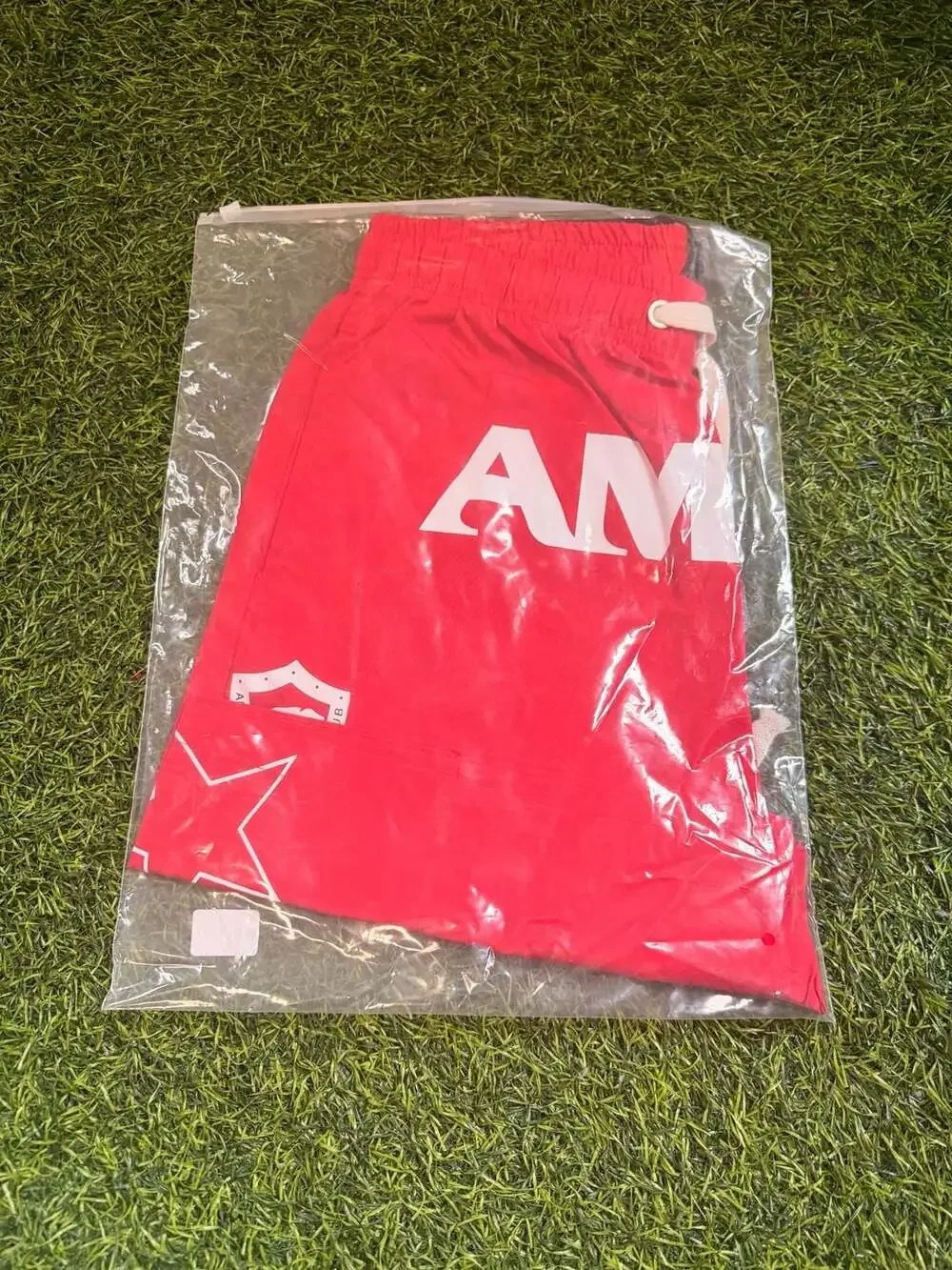 AMIRI Arts District Football Club Shorts in Red (Size Medium)